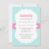 メリー円形、回転木馬の誕生日のパーティの招待状は行きます 招待状 (裏面)