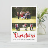 メリー写真のコラージュとストライプカード 招待状 (スタンド正面)