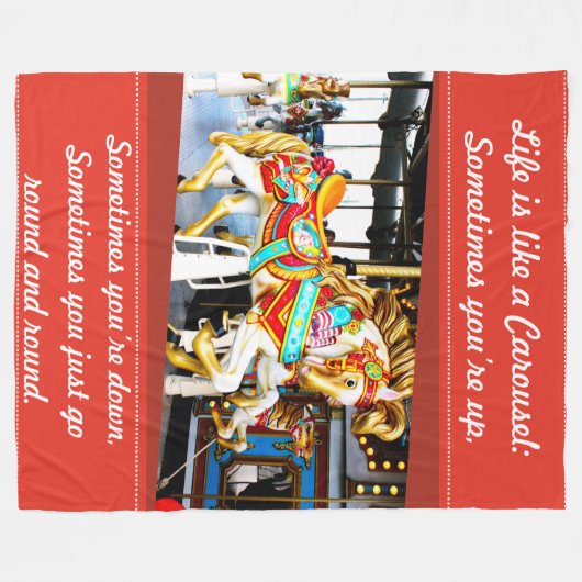 メリー写真は引用文の円形の回転木馬の馬の行きます フリースブランケット (正面(横))