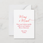 メリー写真結婚したの赤い書道(&s) ノートカード (裏面)