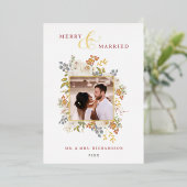 メリー冬のバラと結婚した果実の写真 箔シーズンカード (立ち正面)