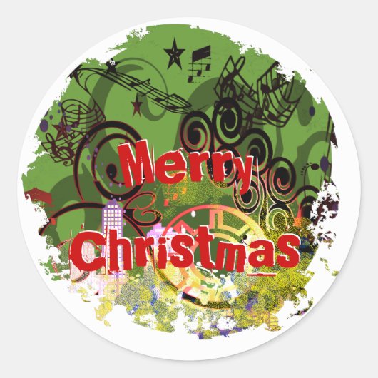 メリー動揺してクリスマスのステッカーカスタマイズ-  ラウンドシール (正面)