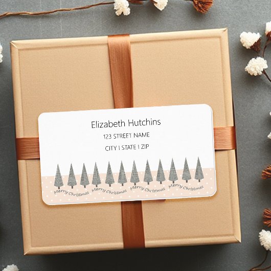 メリー千鳥格子のクリスマスモダン ラベル