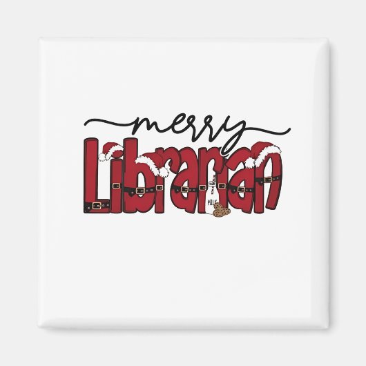 メリー司書クリスマス本好き図書館 マグネット (正面)