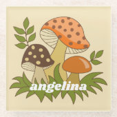 メリー名前をカスタムする入りキノコ ガラスコースター (正面)