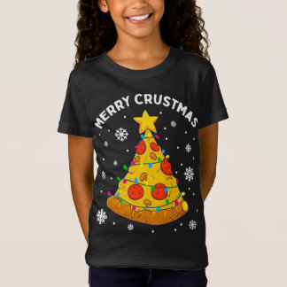 メリー地殻ピザクリスマスツリークリスマスギフトキッド Tシャツ