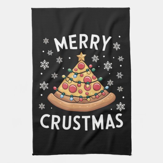 メリー地殻ピザクリスマスツリークリスマスギフト キッチンタオル (縦)