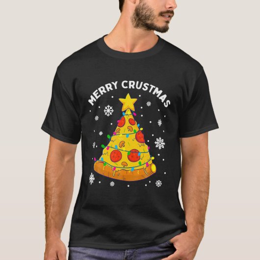 メリー地殻ピザクリスマスツリークリスマスギフト Tシャツ (正面)