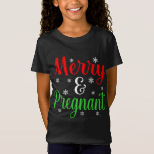 メリー妊娠中のおもしろいクリスマスサンタ小妖精や小人格言 Tシャツ
