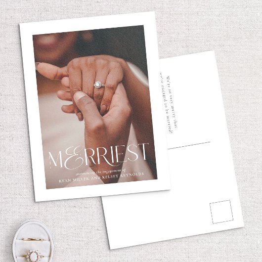 メリー婚約ホリデー写真はがき シーズンポストカード