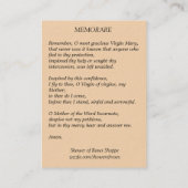 メリー完全なMemorare神聖なカード 名刺 (裏面)