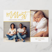 メリー実在金の箔2写真クリスマス 箔シーズンカード (正面)