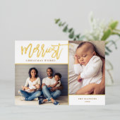 メリー実在金の箔2写真クリスマス 箔シーズンカード (立ち正面)