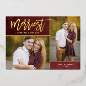 メリー実在金の箔2写真クリスマス 箔シーズンカード (正面)