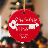 メリー実在Estate Agentニューホーム鍵クリスマス セラミックオーナメント