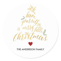 メリー小さなクリスマスラウンドステッカー