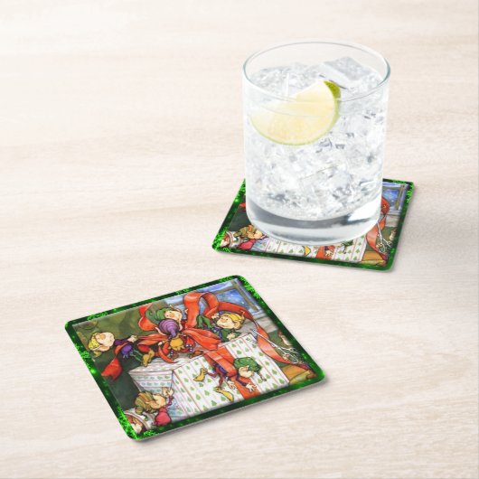 メリー小人包装ギフトパルプボードSqコースター スクエアペーパーコースター (インサイチュ)