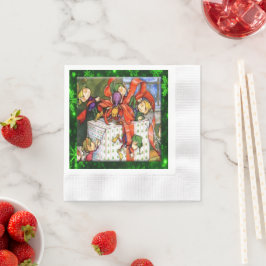 メリー小人包装プレゼントカクテルペーパーナプキン 縁ありカクテルナプキン