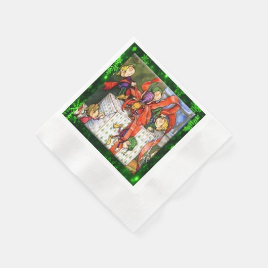 メリー小人包装プレゼントカクテルペーパーナプキン 縁ありカクテルナプキン (角)