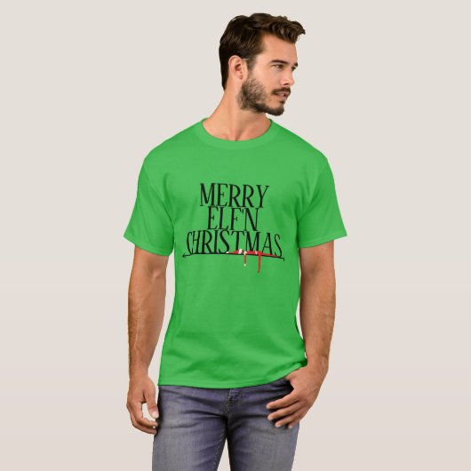 メリー小妖精や小人のクリスマスTシャツ Tシャツ (正面フル)