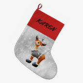 メリー帽子をかぶったクリスムース ラージクリスマスストッキング (正面 (吊り時))