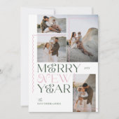メリー年末年始モダン4ミニマル写真コラージュ シーズンカード (正面)