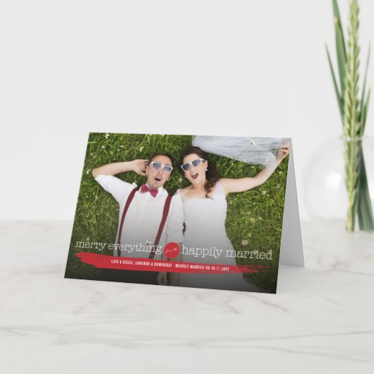 メリー幸福にすべて結婚したでモダンな写真カード シーズンカード (正面)
