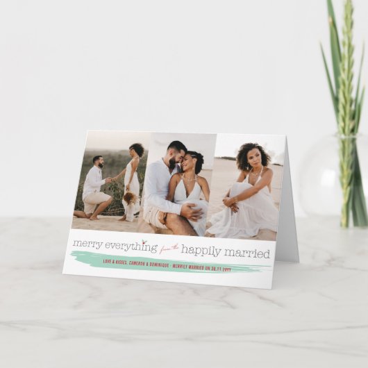 メリー幸福にすべて結婚したでモダンな写真カード シーズンカード (正面)