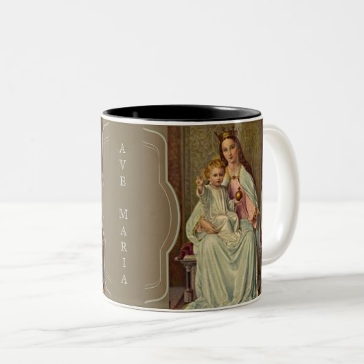 メリー幼児イエス・キリストアヴェマリア女王の王位の王笏 ツートーンマグカップ (正面右)