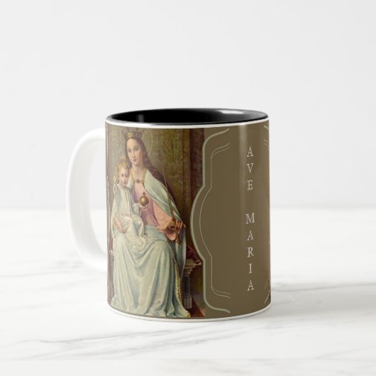 メリー幼児イエス・キリストアヴェマリア女王の王位の王笏 ツートーンマグカップ (正面左)