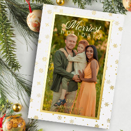 メリー引用文エレガント雪片Photo 箔シーズンカード