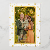 メリー引用文エレガント雪片Photo 箔シーズンカード (正面)