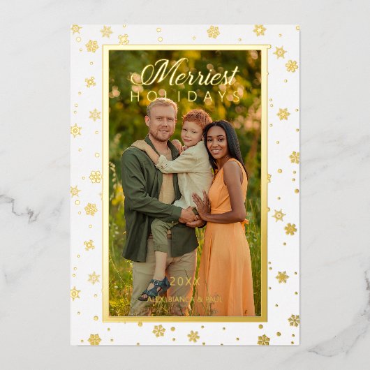 メリー引用文エレガント雪片Photo 箔シーズンカード
