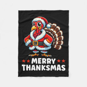 メリー感謝祭トルコクリスマスおもしろい フリースブランケット