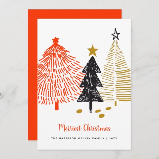 メリー抽象芸術の木ミニマル モダン シーズンカード (正面/裏面)