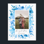 メリー抽象芸術ブルーフローラクリスマスデザイン シーズンポストカード<br><div class="desc">メリー抽象芸術ブルーフローラクリスマスホリデーデザイン</div>