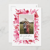 メリー抽象芸術レッドフローラクリスマスデザイン シーズンポストカード (正面/裏面)