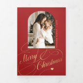 メリー数々のクリスマス写真家族の年 三つ折りクリスマスカード (カバー)