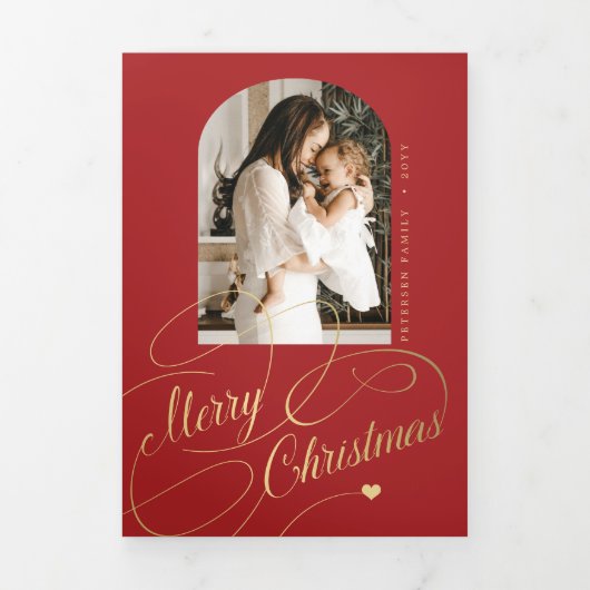 メリー数々のクリスマス写真家族の年 三つ折りクリスマスカード (カバー)