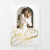 メリー数々のクリスマス写真家族の年 三つ折りクリスマスカード (カバー)