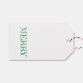 メリー文字モダンクリスマスおもしろいグリーン ギフトタグ (正面(横))