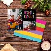 メリー明るいカラフルのストライプ2 – 写真クリスマス シーズンカード