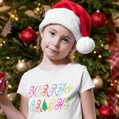 メリー明るいカラフルクリスマスツリーのキッズガール Tシャツ
