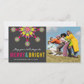 メリー明るいカラフルフェスティバルのスターエレガント写真 シーズンカード (正面)