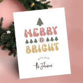 メリー明るいカラフルレトロNo Photo Christmas シーズンポストカード