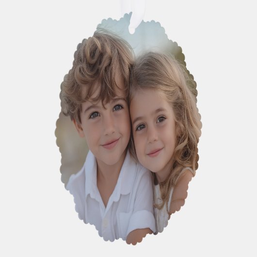 メリー明るいシンプル赤白 – クリスマスフォト オーナメントカード (右)