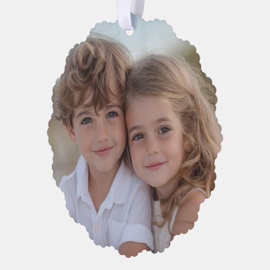 メリー明るいシンプル赤白 – クリスマスフォト オーナメントカード (左)