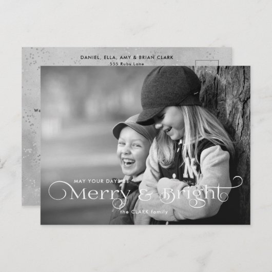 メリー明るいスクリプモダントと写真 ポストカード (正面/裏面)