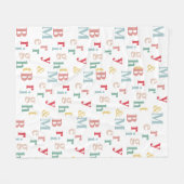 メリー明るいタイポグラフィのライトカラー フリースブランケット (正面(横))