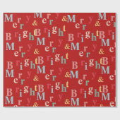 メリー明るいタイポグラフィの赤 ラッピングペーパー (フラット)